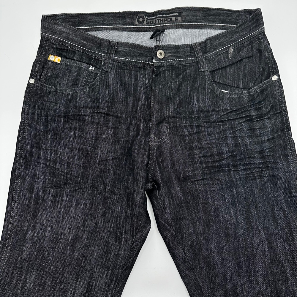 Southpole Mens Black‎ Denim Jeans 34 Baggy Hip Hop Y2K Streetwear RN82628